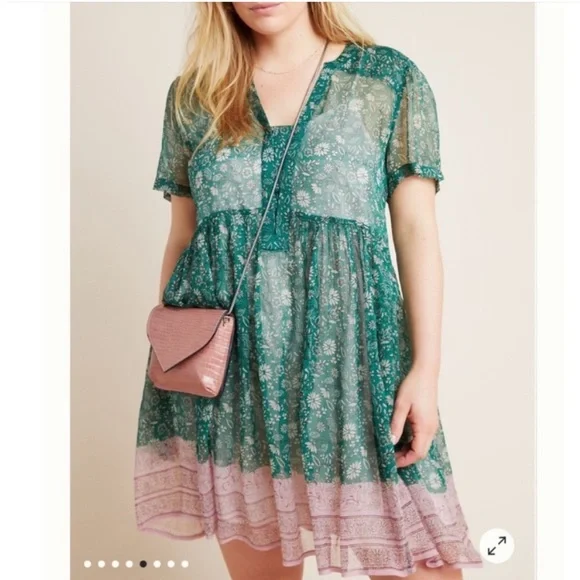Anthropologie Maeve Adrian Dress Tunic Sheer with Slip Attached Size Small ππ - Picture 1 of 9